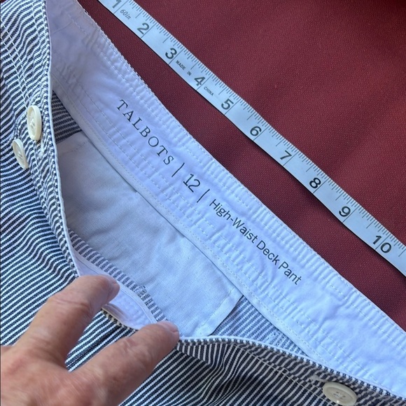 Talbots High-Waist Striped Deck Pants Size 12 - Picture 4 of 5